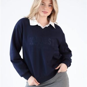 Navy V Neck Sweatshirt